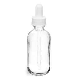 2 oz  Clear Glass Round Bottles w/ White Bulb Glass Droppers