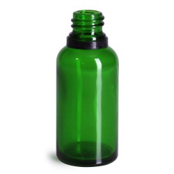 30 ml Glass Bottles, Green Glass Euro Dropper Bottles w/ Black Tamper Evident Bulb Droppers