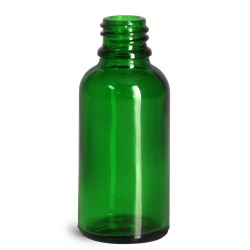 30 ml Glass Bottles, Green Glass Euro Dropper Bottles (Bulk), Caps NOT Included