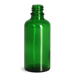 50 ml Glass Bottles, Green Glass Euro Dropper Bottles (Bulk), Caps NOT Included