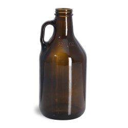 32 oz Amber Glass Round Growler Jugs (Bulk), Caps NOT Included