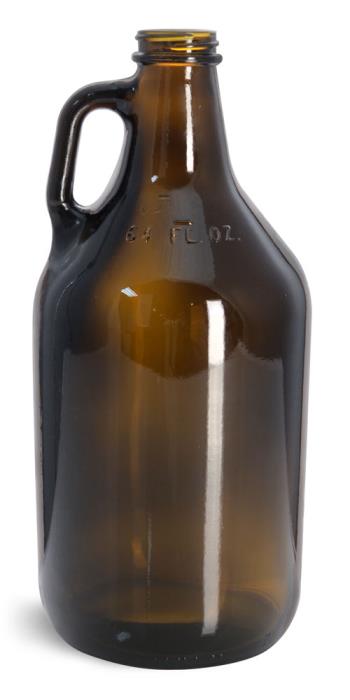 64 oz  Round Growler Jugs (Bulk), Caps NOT IncludedAmber Glass