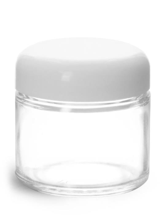 2 oz Clear Glass Jars w/ White Dome Caps