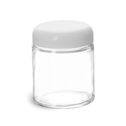 4 oz Clear Glass Jars w/ White Dome Caps