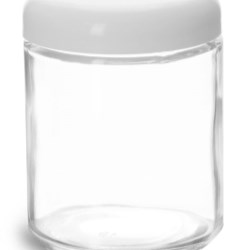 8 oz Clear Glass Jars w/ White Dome Caps