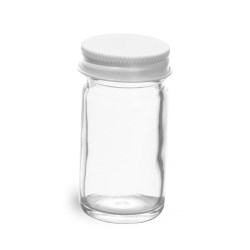 1 oz Clear Glass Paragon Jars w/ White Metal Lined Caps