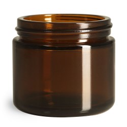 2 oz Amber Glass Straight Sided Jars, (Bulk) Caps NOT Included