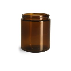 8 oz Amber Glass Straight Sided Jars, (Bulk) Caps NOT Included