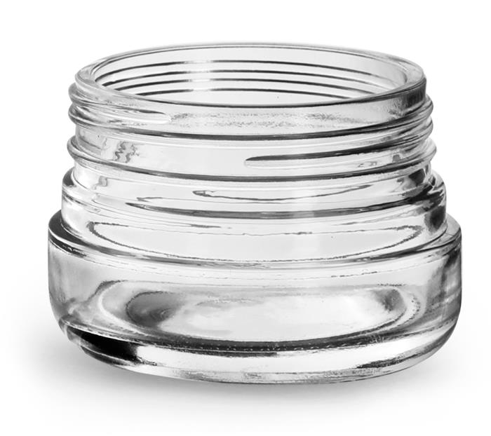 60 ml Glass Jars, Clear Glass Child Resistant Wide Mouth Jars (Bulk), Caps Not Included