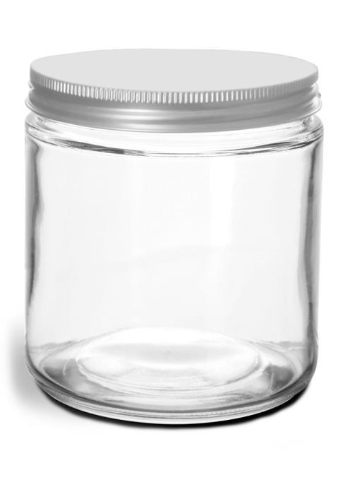 16 oz Clear Glass Jars w/ Lined Aluminum Caps