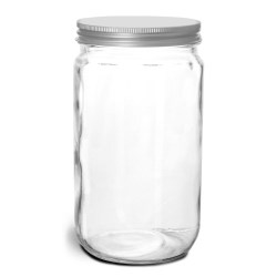 32 oz Clear Glass Jars w/ Lined Aluminum Caps