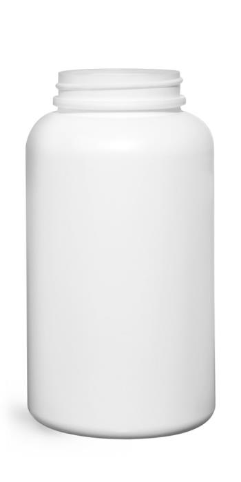 500 cc Plastic Bottles, White HDPE Pharmaceutical Round (Bulk), Caps NOT Included