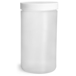 32 oz Natural HDPE Straight Sided Jars w/ Lined Screw Caps