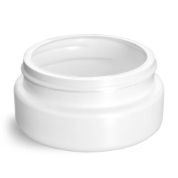 4 oz Plastic Jars, White HDPE Wide Mouth Low Profile Jars