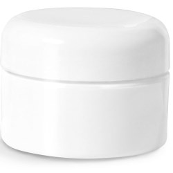 1/2 oz Plastic Jars, White Double Wall Straight Base Jars w/ White Lined Dome Caps