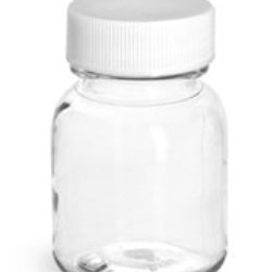 30 cc Clear PET Wide Mouth Round Bottles w/ White PE Lined Caps