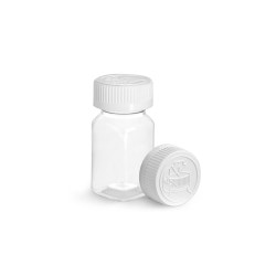 2 oz Clear PET Square Bottles w/ White Child Resistant Caps