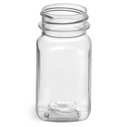 2 oz Clear PET Square Bottles (Bulk), Caps NOT included