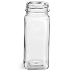 4 oz Clear PET Square Bottles (Bulk), Caps NOT included