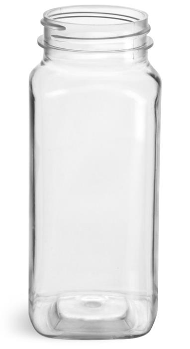 8 oz Clear PET Square Bottles (Bulk), Caps NOT included