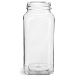 16 oz Clear PET Square Bottles (Bulk), Caps NOT included