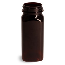 4 oz Plastic Bottles, Amber PET Square Bottles