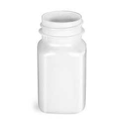 2 oz White PET Square Bottles, (Bulk) Caps Not Included