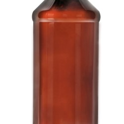 16 oz Amber PET Modern Round Bottles w/ Black Ribbed Induction Lined Caps