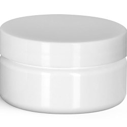 2 oz Plastic Jars, White PET Heavy Wall Jars w/ White Smooth PE Lined Caps