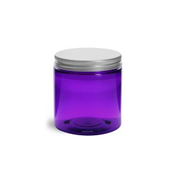 4 oz Plastic Jars, Purple PET Straight Sided Jars w/ Lined Aluminum Caps