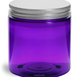 8 oz Plastic Jars, Purple PET Straight Sided Jars w/ Lined Aluminum Caps