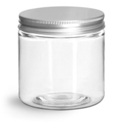 4 oz Clear PET Straight Sided Jars w/ Lined Aluminum Caps