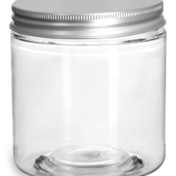 8 oz Clear PET Straight Sided Jars w/ Lined Aluminum Caps