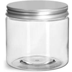 16 oz Clear PET Straight Sided Jars w/ Lined Aluminum Caps