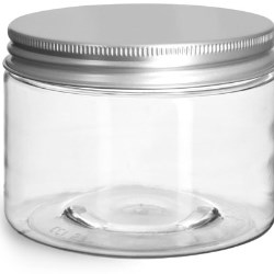 12 oz Clear PET Straight Sided Jars w/ Lined Aluminum Caps