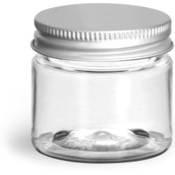 1/2 oz Clear PET Straight Sided Jars w/ Lined Aluminum Caps