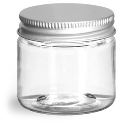 1 oz Clear PET Straight Sided Jars w/ Lined Aluminum Caps