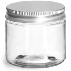 2 oz Clear PET Straight Sided Jars w/ Lined Aluminum Caps