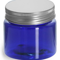 1/2 oz Blue PET Straight Sided Jars w/ Lined Aluminum Caps