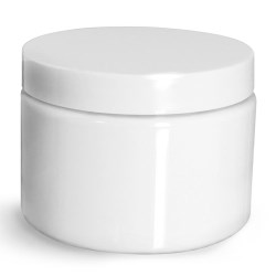 12 oz Plastic Jars, White PET Straight Sided Jars w/ White Smooth PS22 Lined Caps