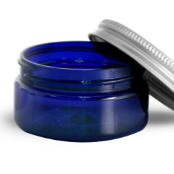 2 oz Blue PET Heavy Wall Jars w/ Aluminum Lined Caps