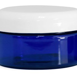 8 oz Blue PET Heavy Wall Jars w/ White Dome Caps