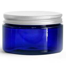 4 oz Blue PET Heavy Wall Jars w/ Aluminum Lined Caps