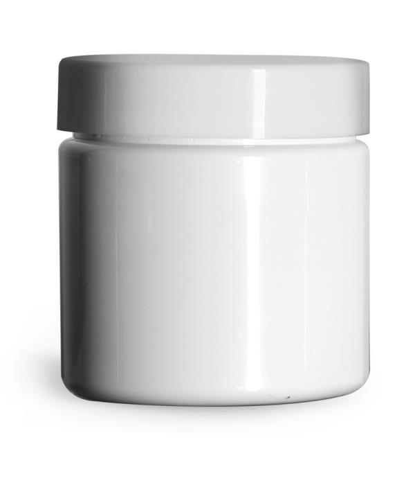 4 oz Plastic Jars, White PET (PCR) Straight Sided Jars w/ Smooth White PE Lined Caps