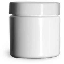 4 oz Plastic Jars, White PET (PCR) Straight Sided Jars w/ Smooth White PE Lined Caps