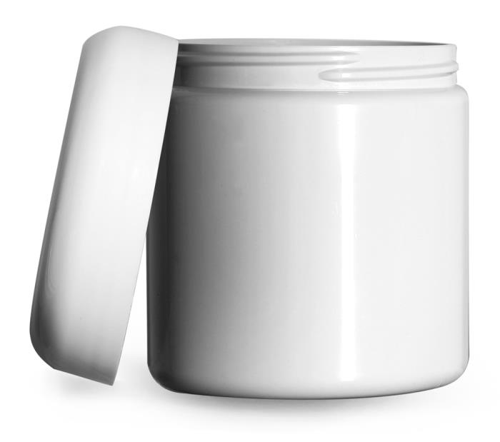 8 oz Plastic Jars, White PET (PCR) Straight Sided Jars w/ White PE Lined Dome Caps