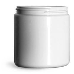 8 oz Plastic Jars, White PCR (PET) Straight Sided Jars (Bulk), Caps Not Included