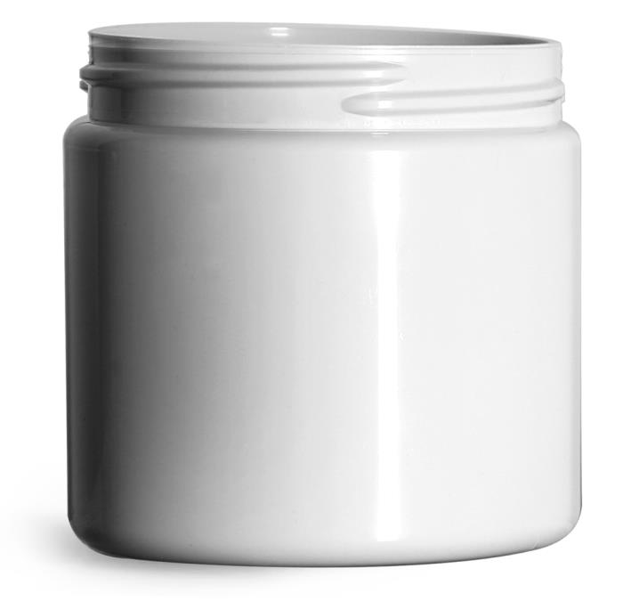 16 oz Plastic Jars, White PCR (PET) Straight Sided Jars (Bulk), Caps Not Included