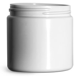 16 oz Plastic Jars, White PCR (PET) Straight Sided Jars (Bulk), Caps Not Included