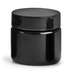 1 oz Black PET PCR Jars w/ Black Smooth PE Lined Caps